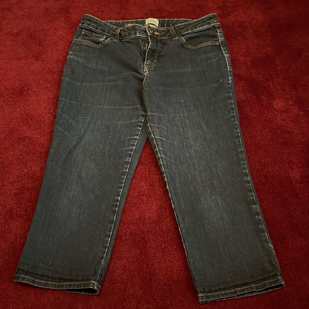 St Johns Bay Dark Blue Denim Cropped Jean Size 10
